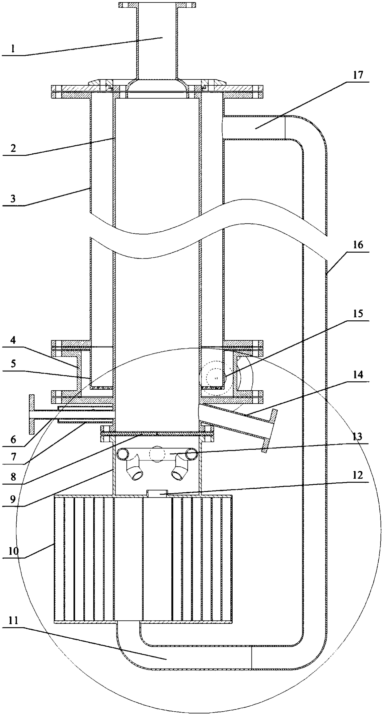 A casing type double-sided fluidized bed rapid pyrolysis device