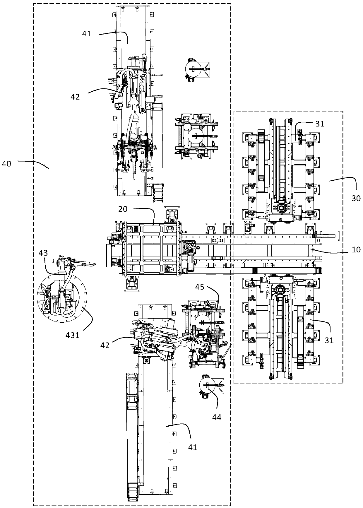 Flexible switching system layout structure for vehicle welding