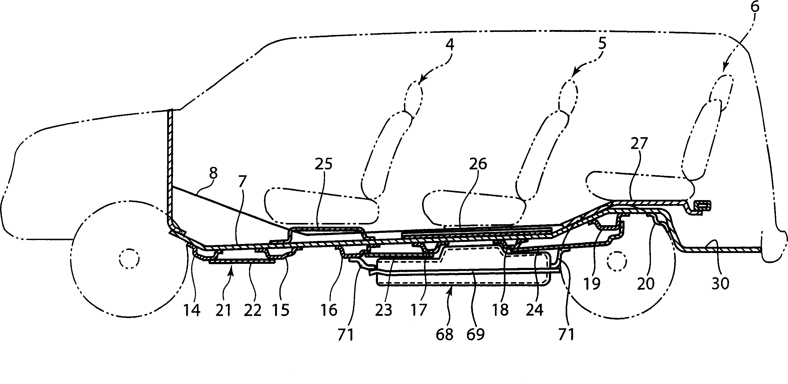 Underside body structure of vehicle