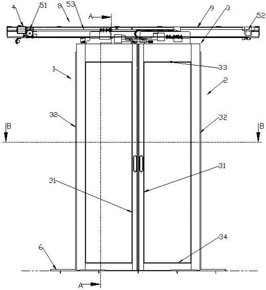 Double-opening automatic door system for rail vehicle