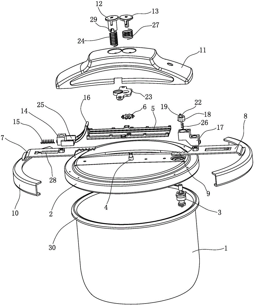 Clamp pressure cooker retractable structure