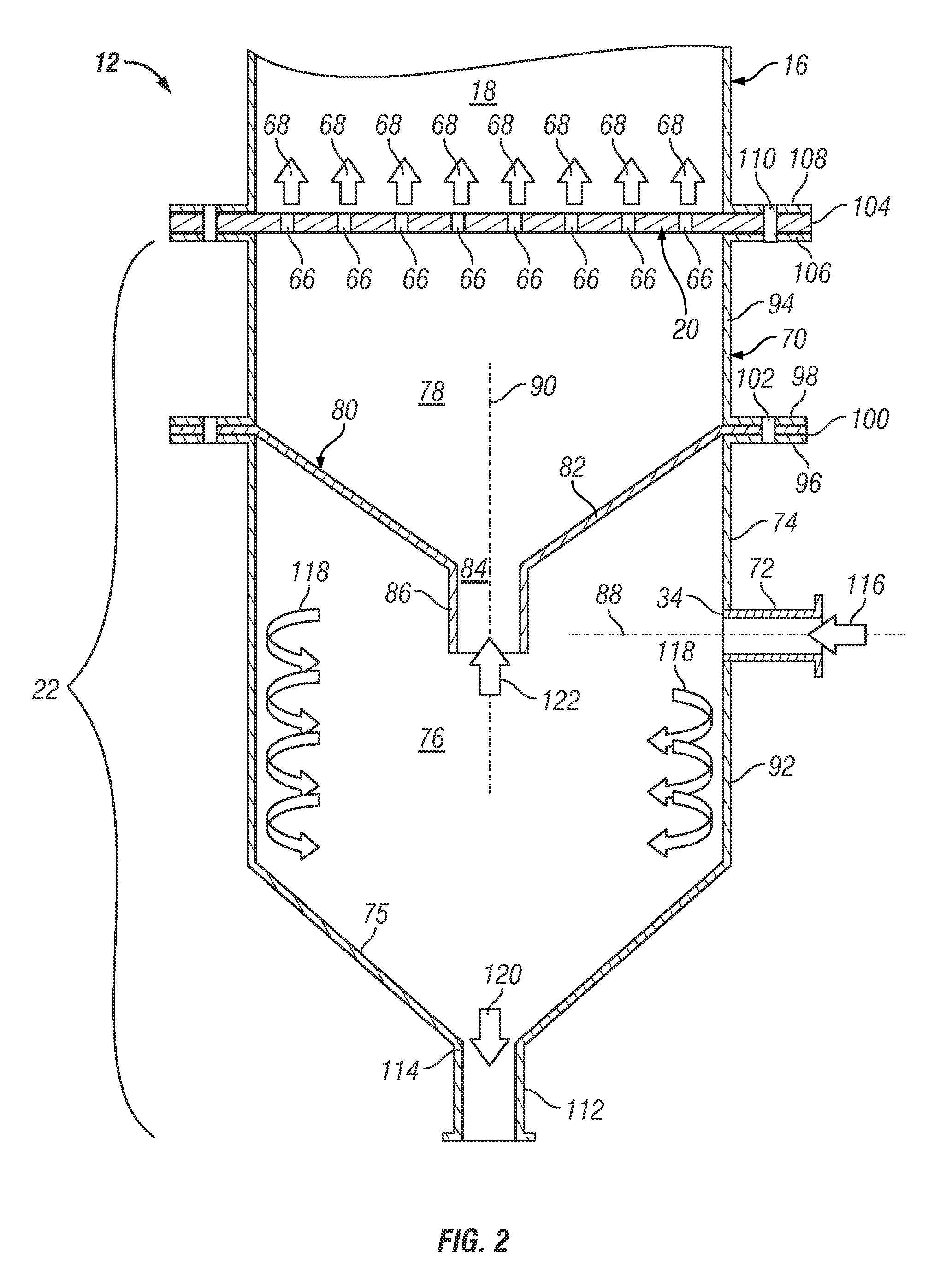 Series coupled fluidized bed reactor units including cyclonic plenum assemblies and related methods of hydrofluorination