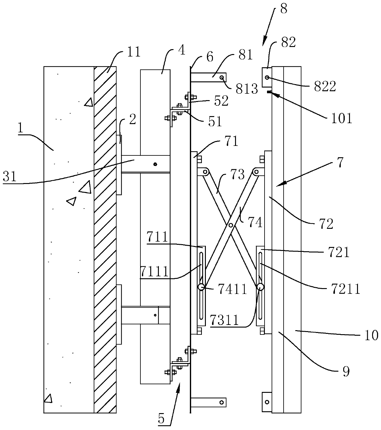 Installation structure and installation method of a decorative surface wall