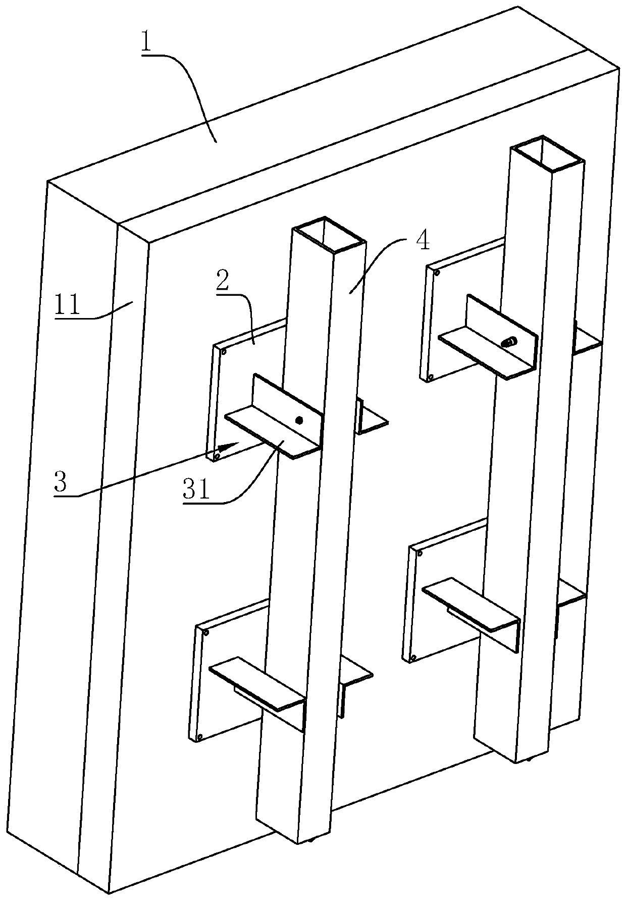 Installation structure and installation method of a decorative surface wall