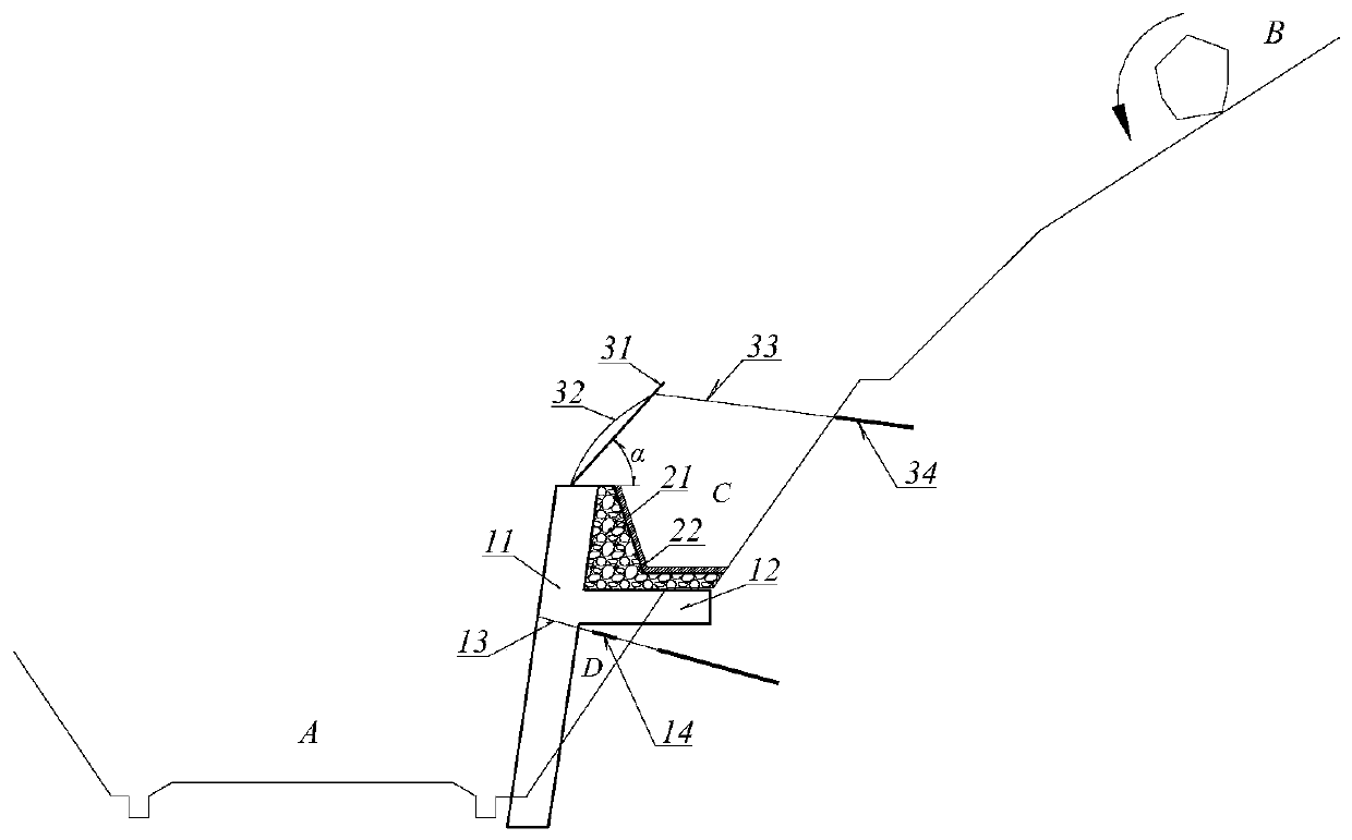 Operating railway steep slope cutting high-position dangerous rock blocking system and construction method thereof