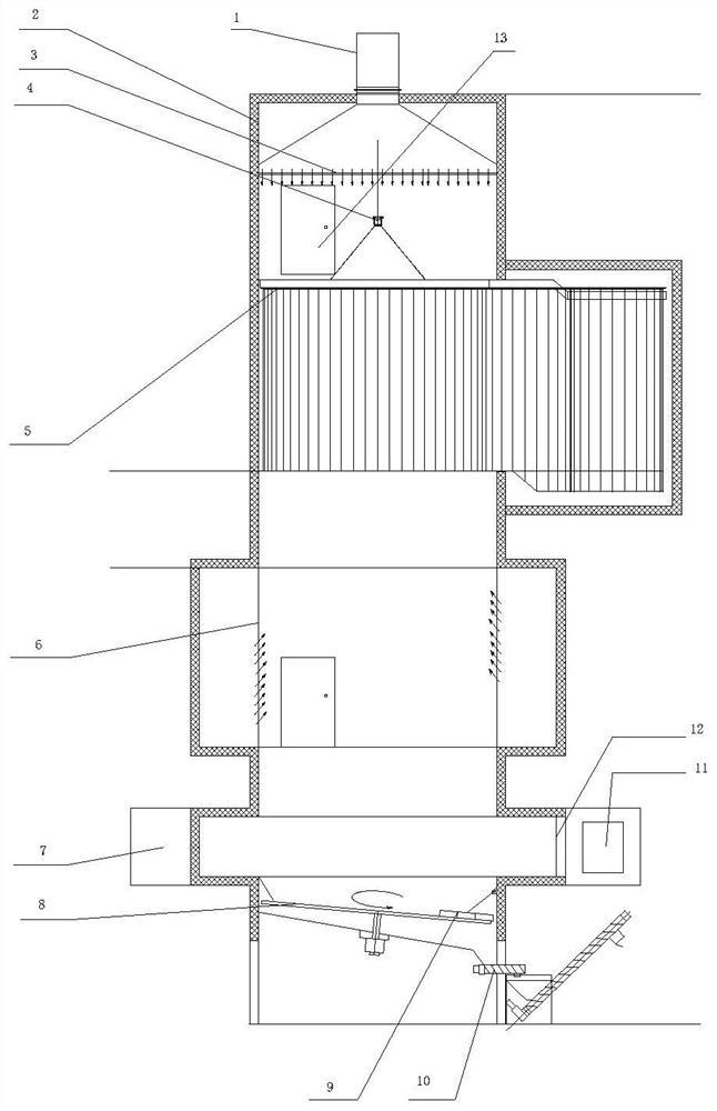 A circulation type hanging wall plate pressure spray drying tower