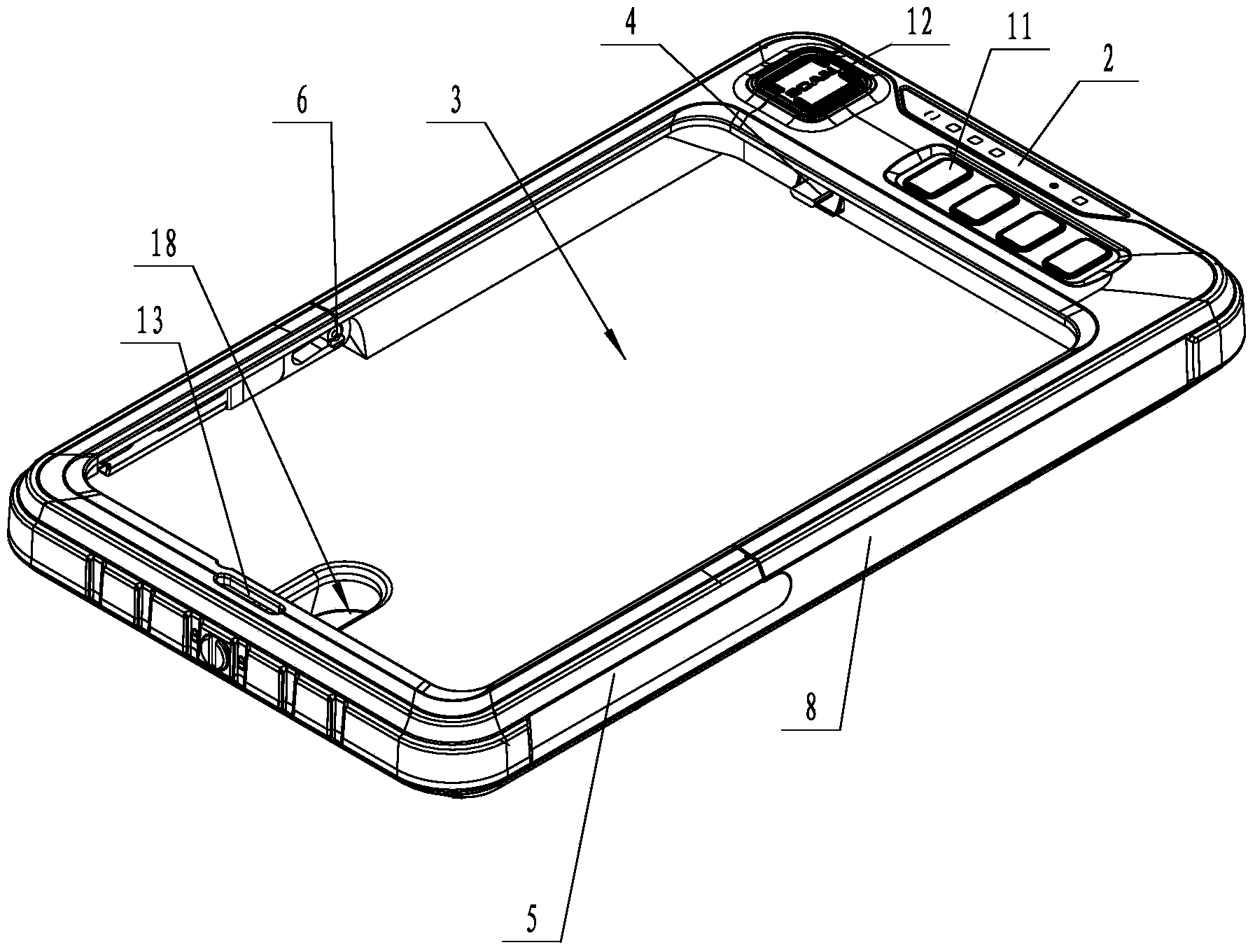 Back-clamped mobile terminal with infrared meter reading and bar code scanning and working method thereof