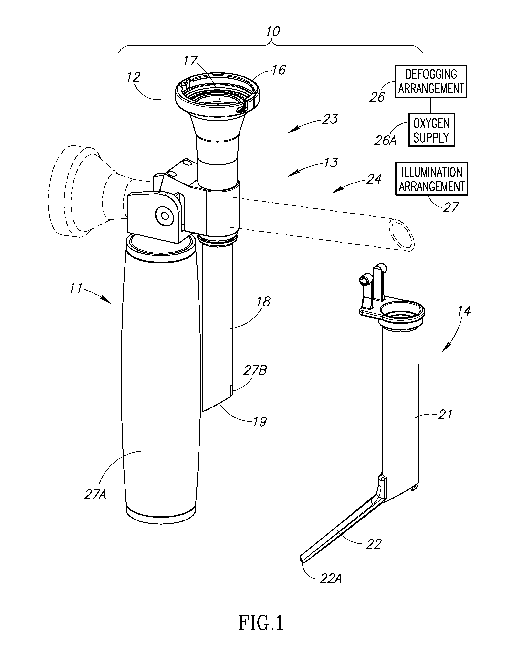 Laryngoscope assembly with enhanced viewing capability