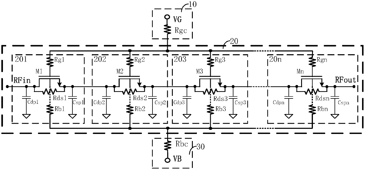 Radio frequency switch circuit for improving switch-off capacitance