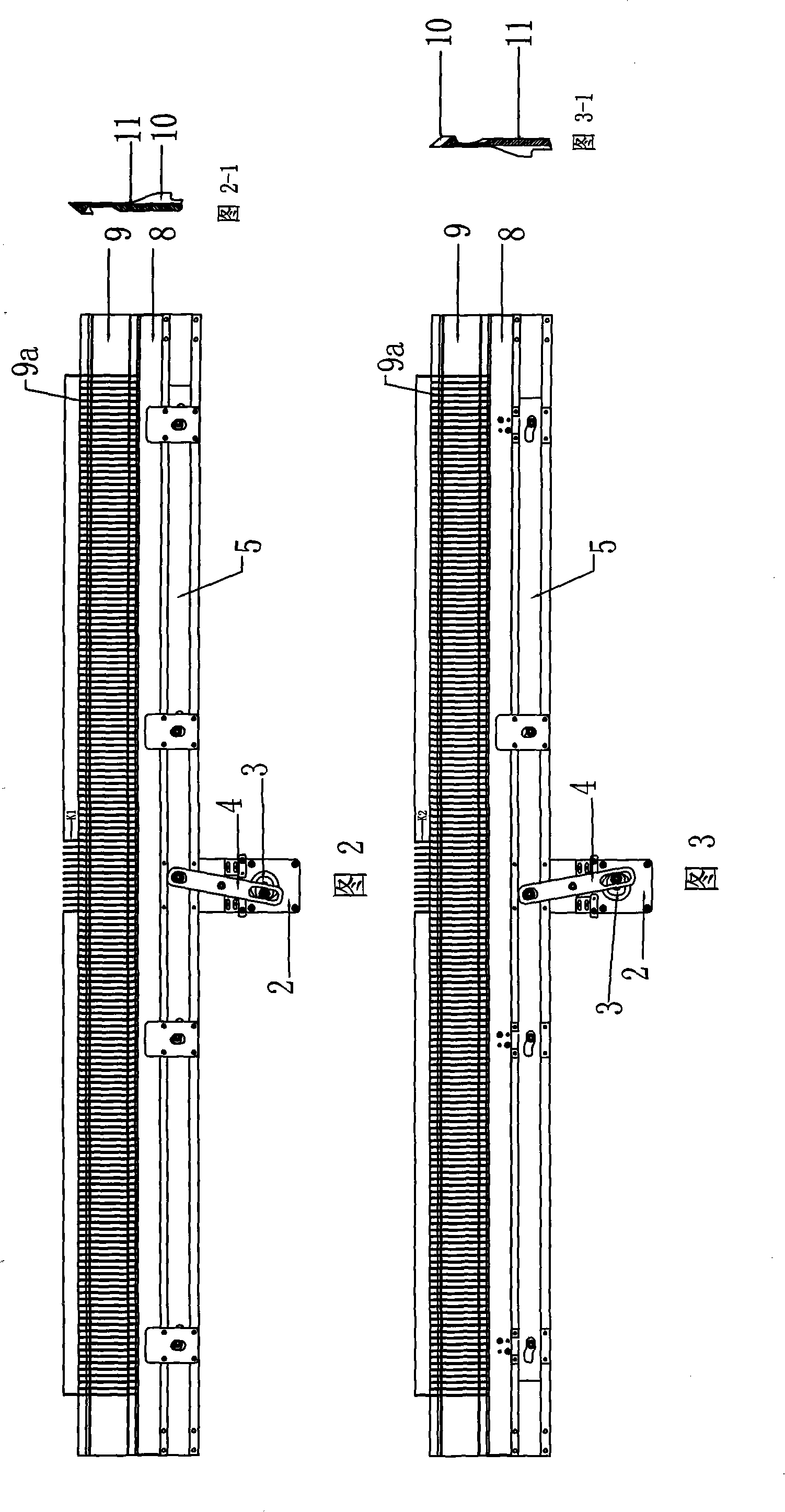 Bottom rising device of knitting horizontal machine