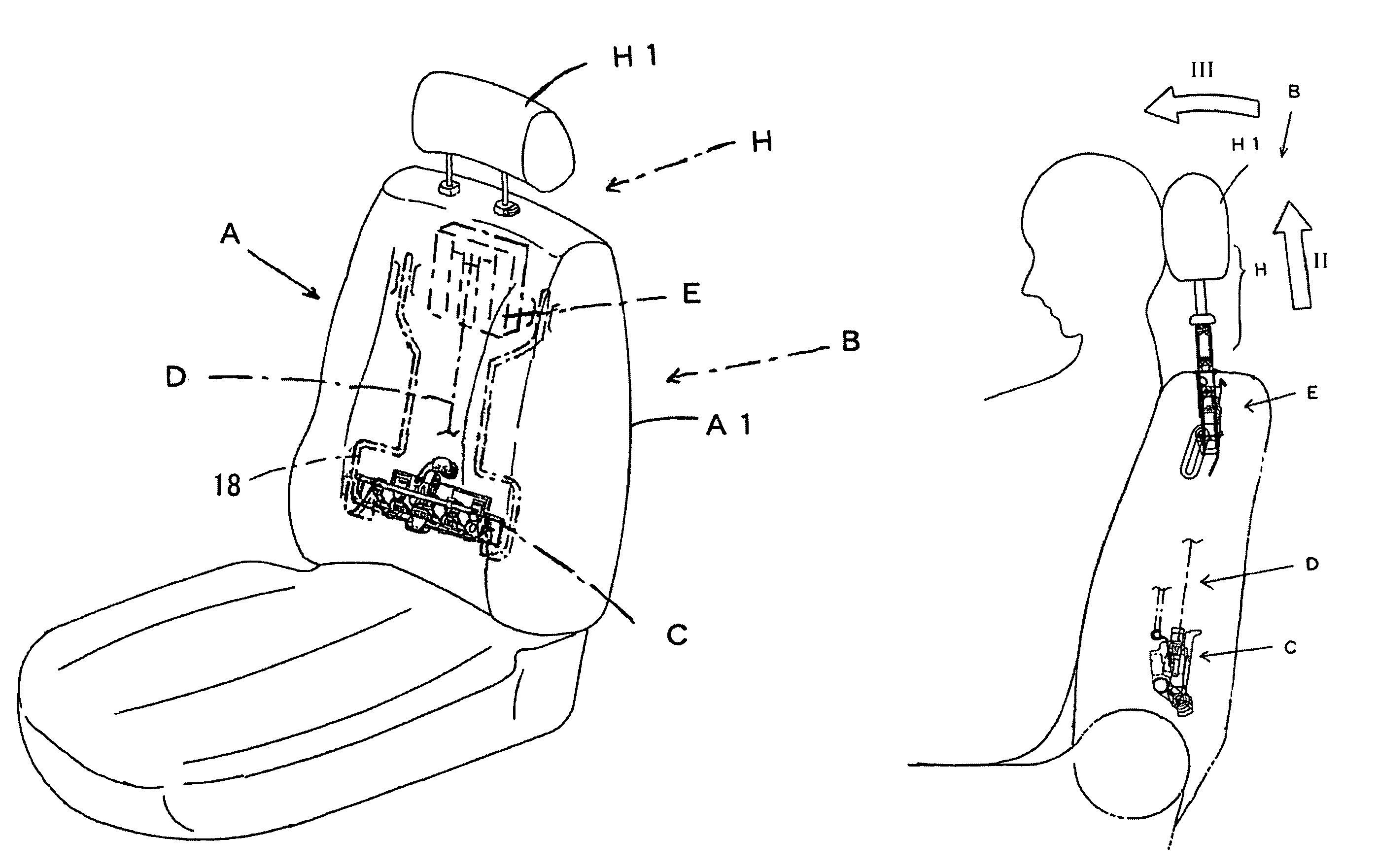 Headrest device for active headrest
