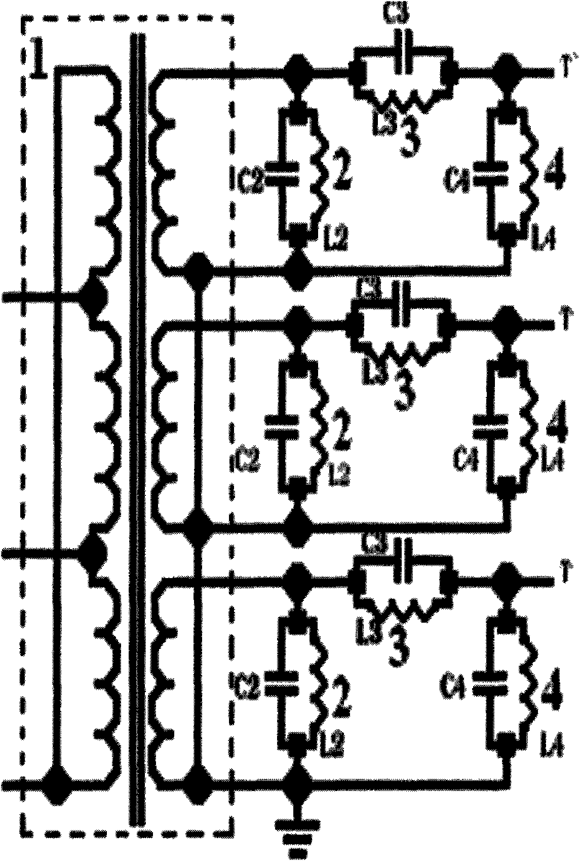 Network for dynamically suppressing power frequency interference of power transmission line