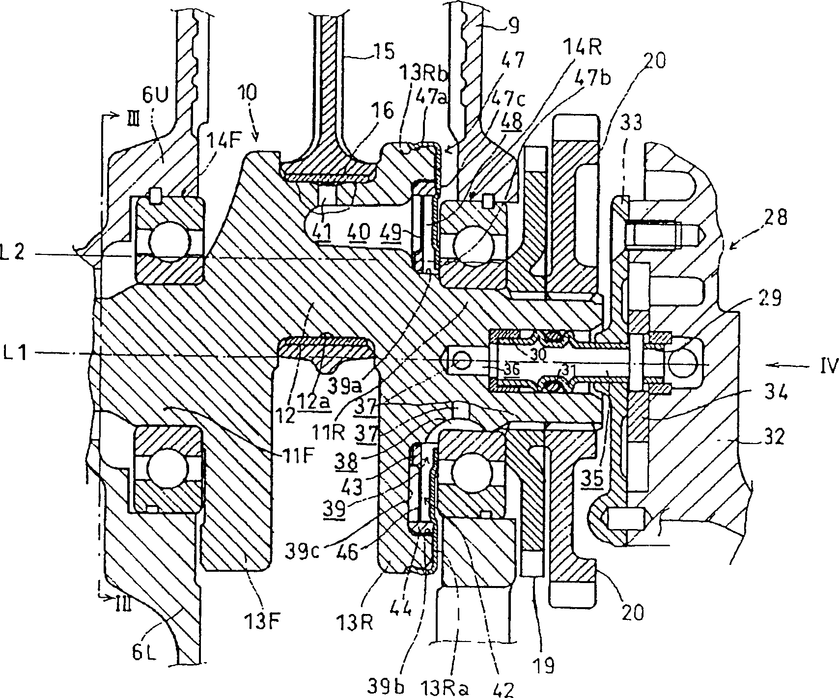 Crank axle with oil-filter