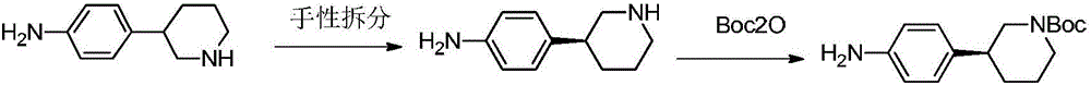 Preparation method of niraparib intermediate of (3S)-3-(4-aminophenyl) piperidine-1-tert-butyl formate