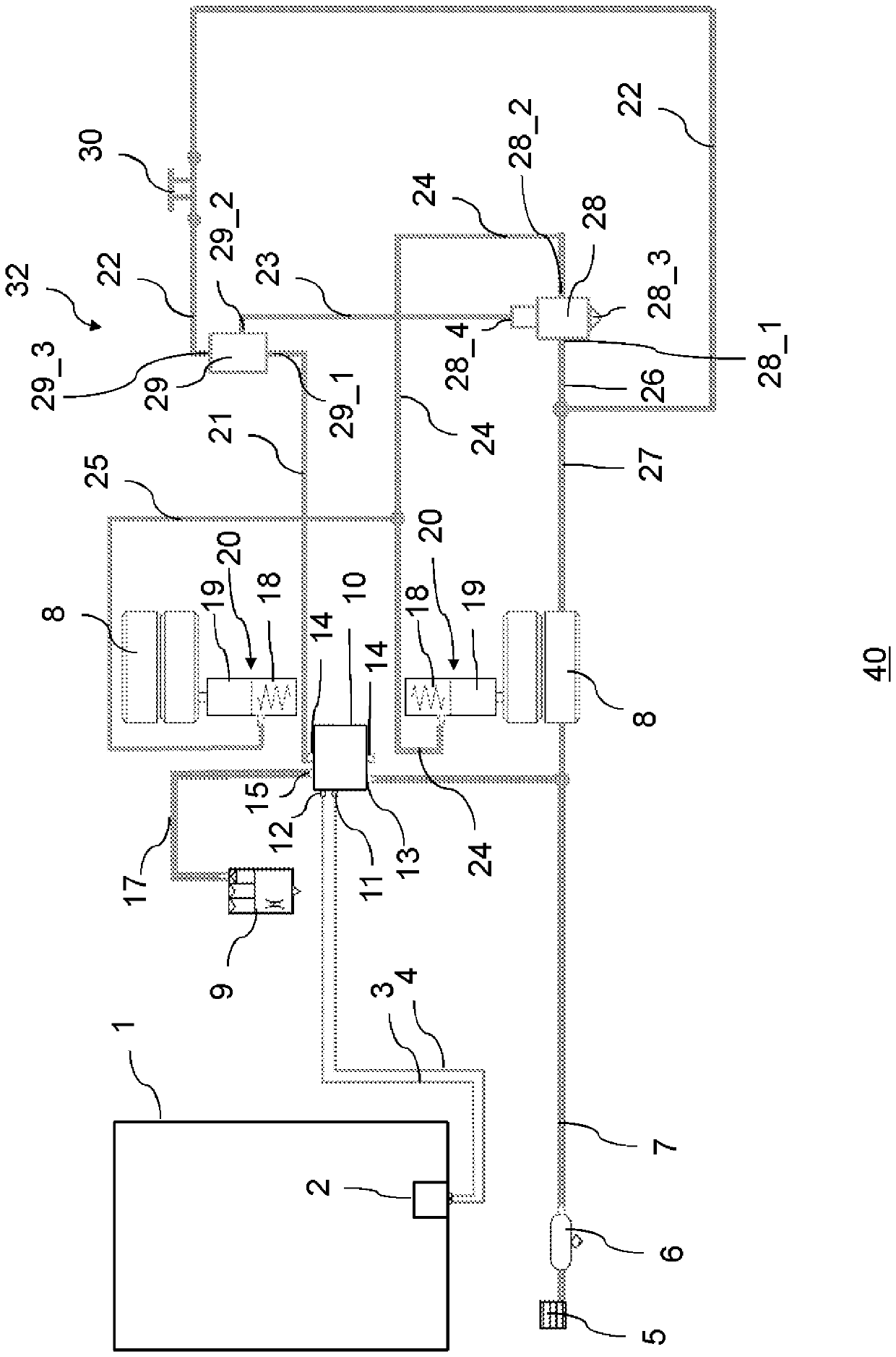 Electric spring accumulator - parking brake