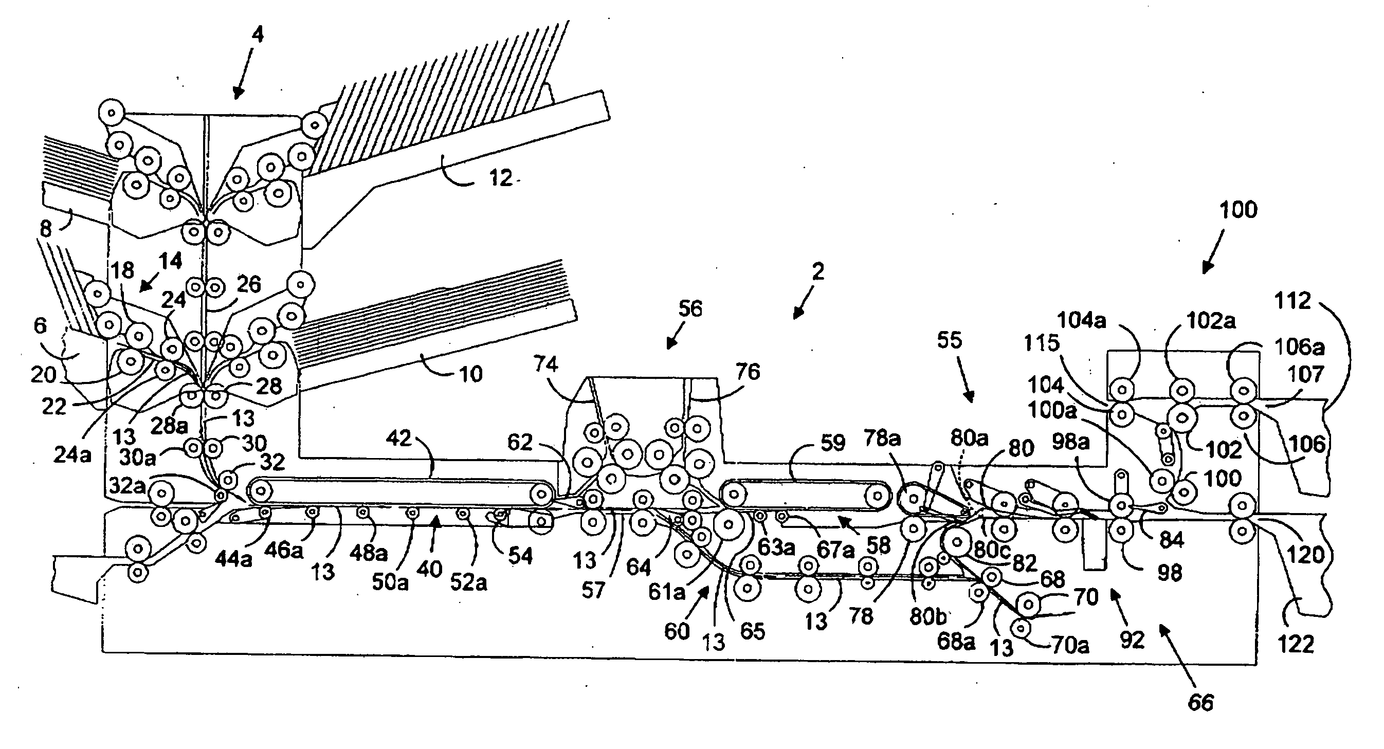 Paper handling system material feed path arrangement