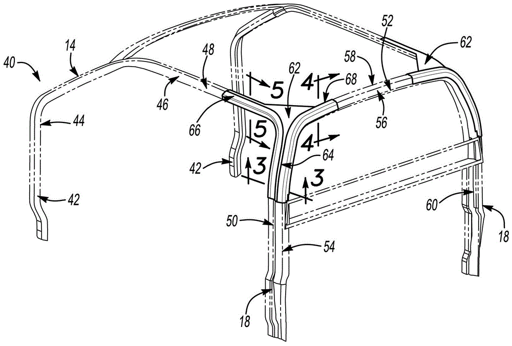 Pillarless roof structure of a vehicle