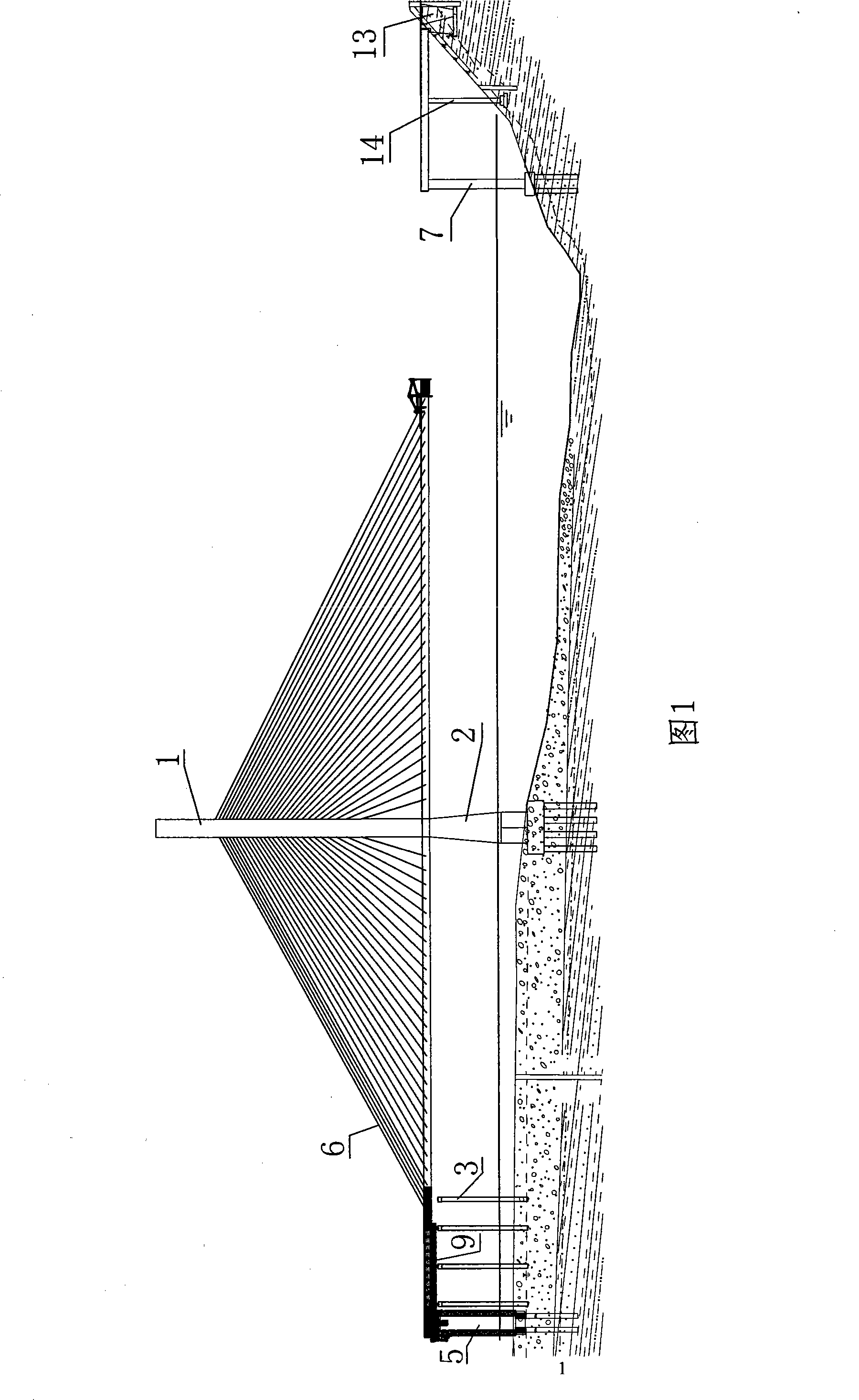 Counter weight control construction method for large span un-symmetric segment stayed-cable bridge