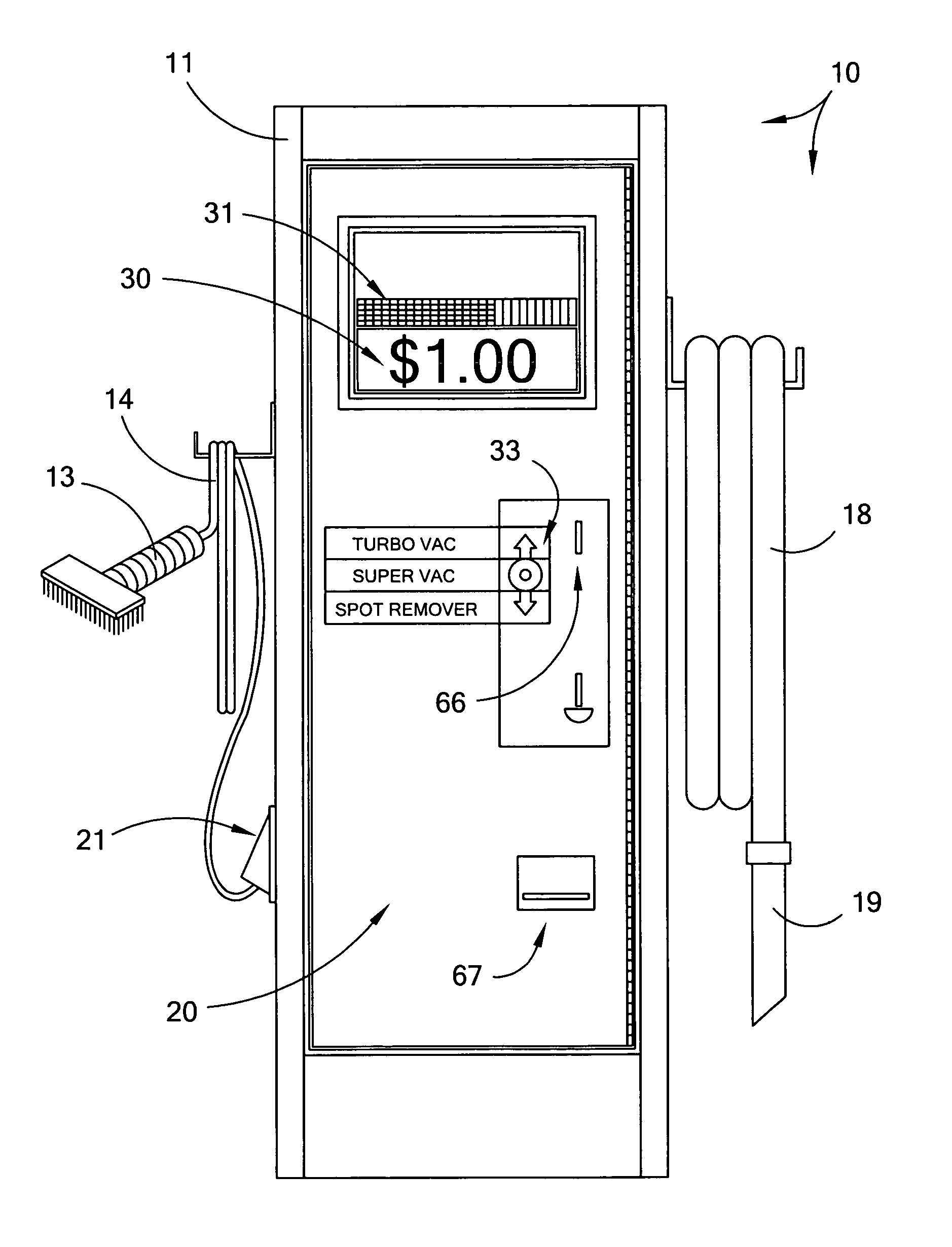 Multiple service vending machine with unitized pricing and proportionalized analog display