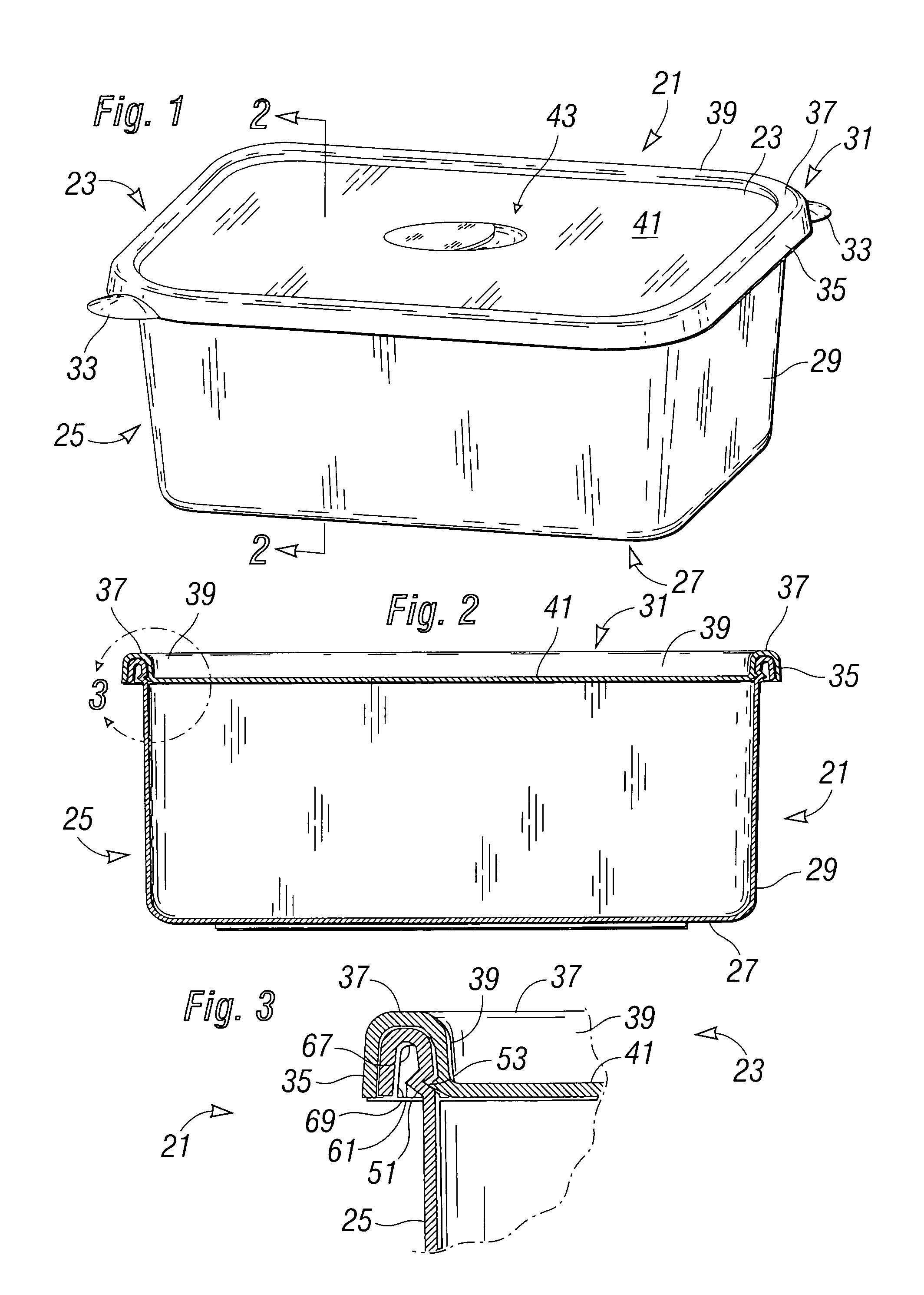 Container assembly having positive snap seal