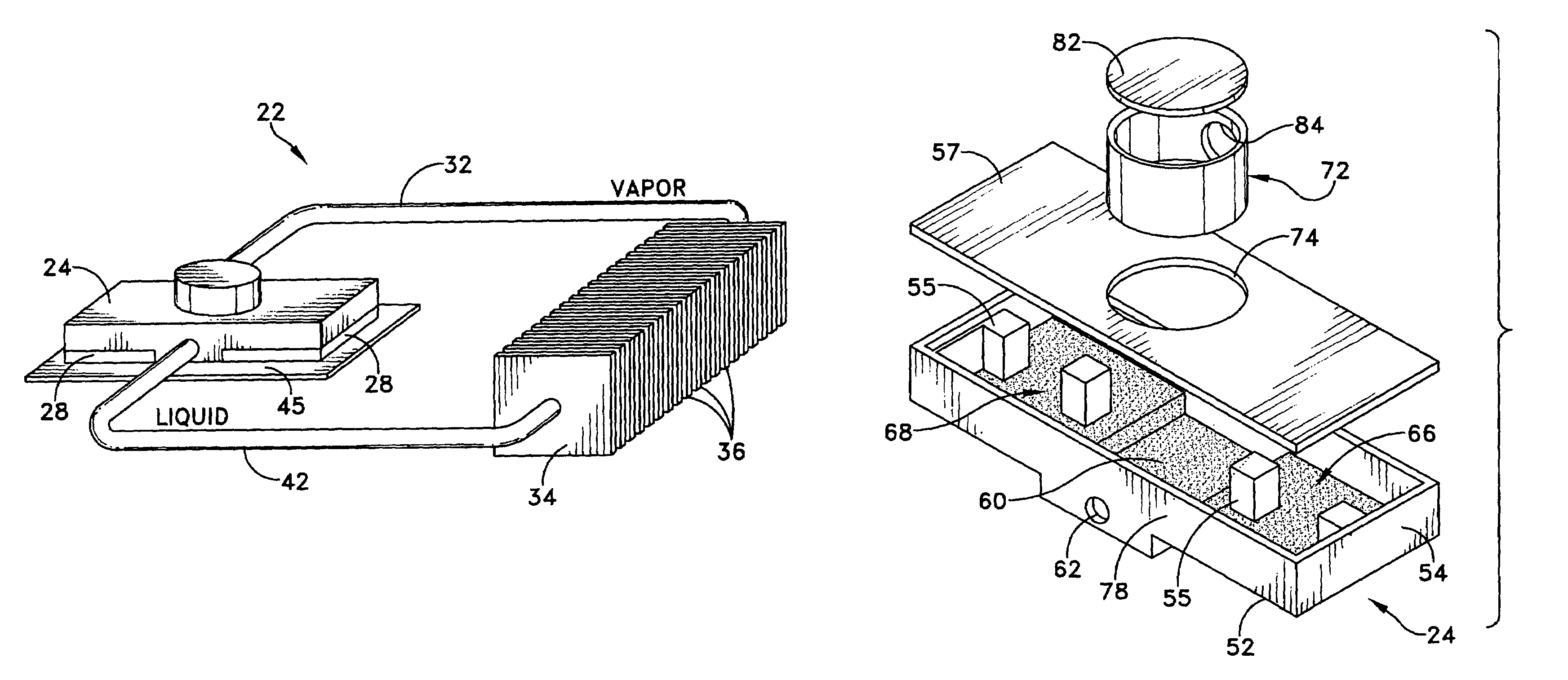 Fluid circuit heat transfer device for plural heat sources