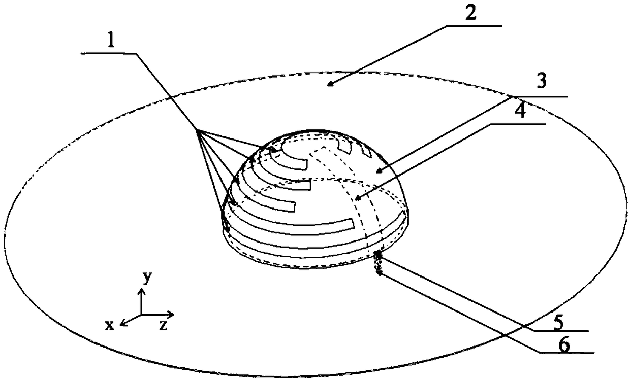 Semispherical broadband electrified small antenna based on near-field coupling principle