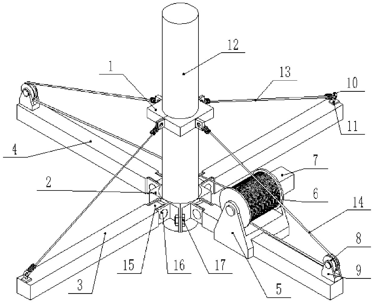 Tilting pole quick-righting machine and use method thereof