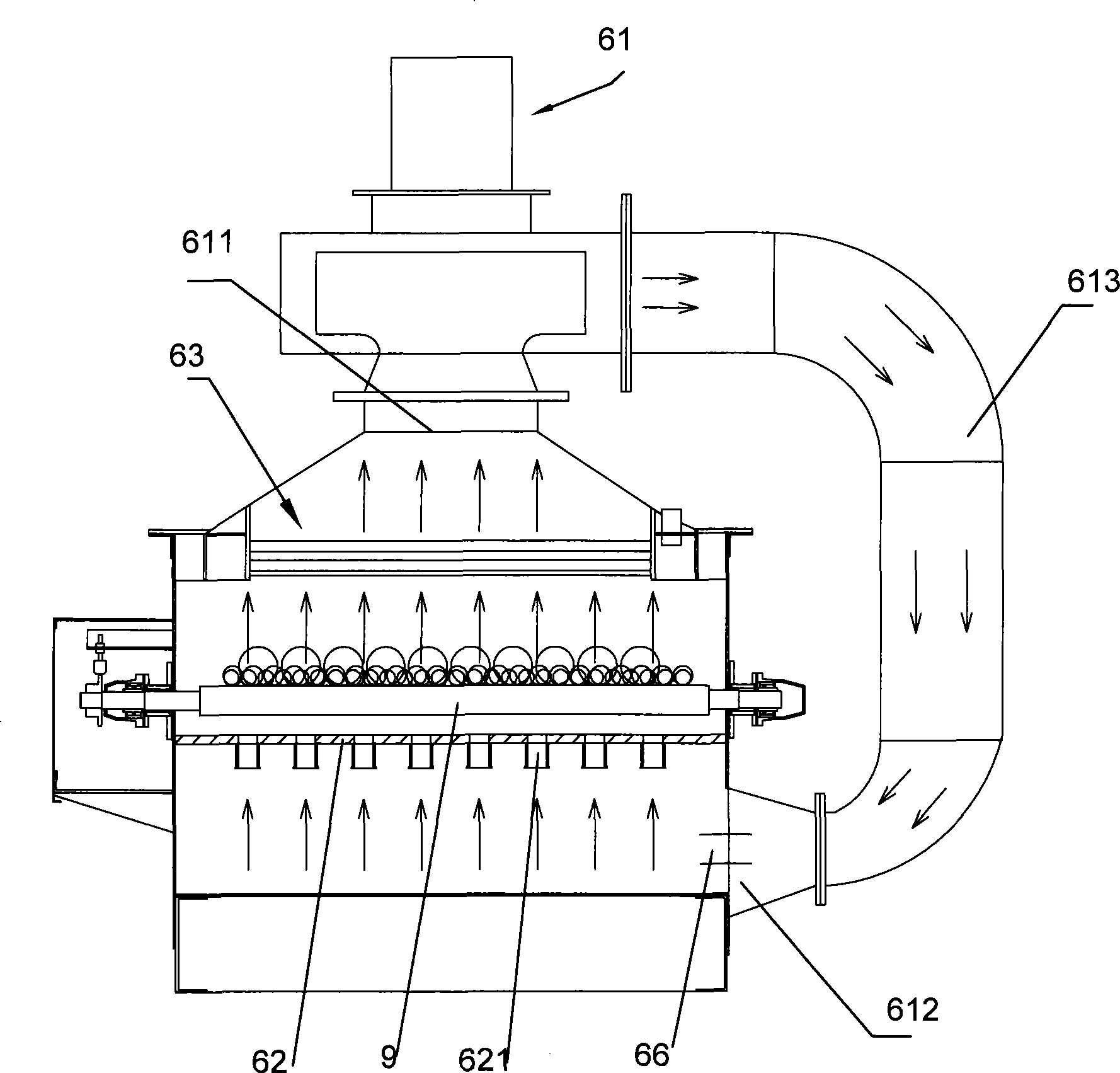 Low stove pressure convection continuous roller bottom type annealing furnace and annealing technique