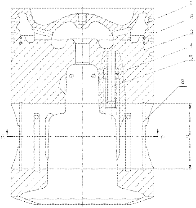 Steel crown and aluminum skirt combined type piston for diesel engine