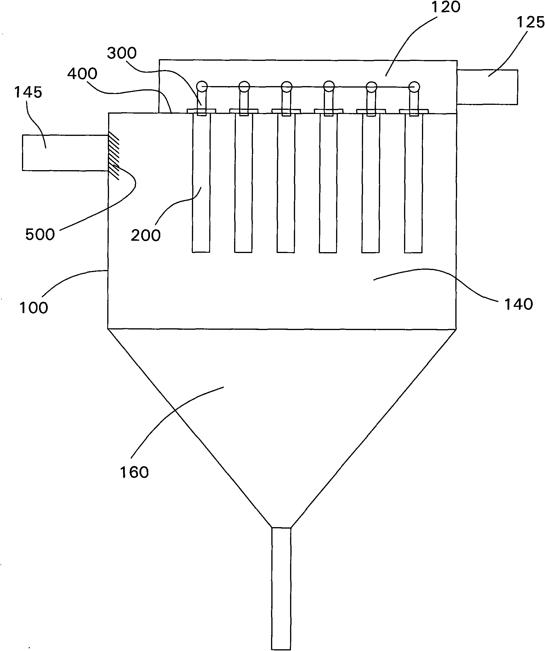 Gas-solid separation device with backblow system