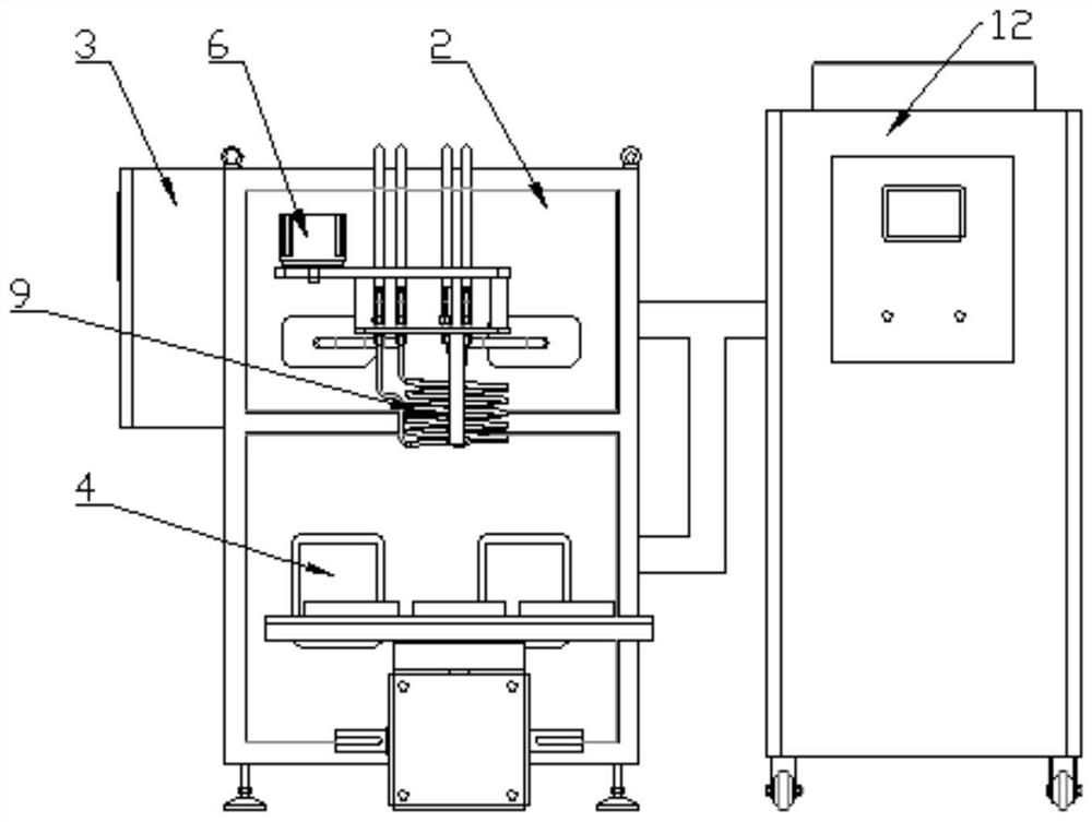Medium-frequency internal and external simultaneous heating equipment for rotor core of new energy motor