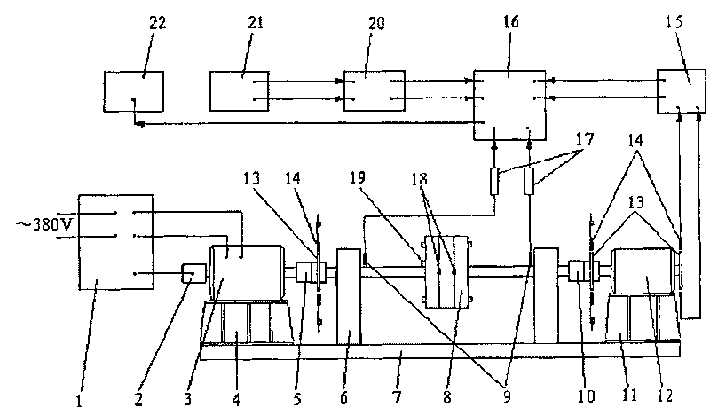 Dynamics characteristic experimental apparatus of heavy type gas turbine pull rod rotor