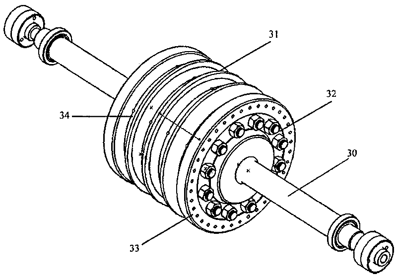 Dynamics characteristic experimental apparatus of heavy type gas turbine pull rod rotor