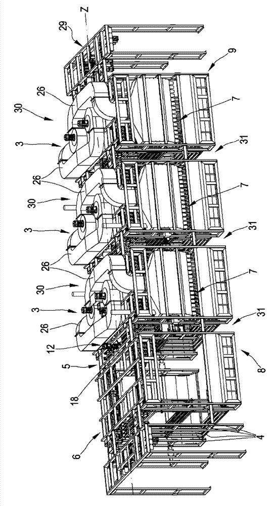 Industrial plant for drying and/or conditioning flexible laminar surfaces