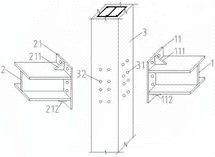 Novel assembly type reinforcing steel bar concrete column and steel beam connecting joints