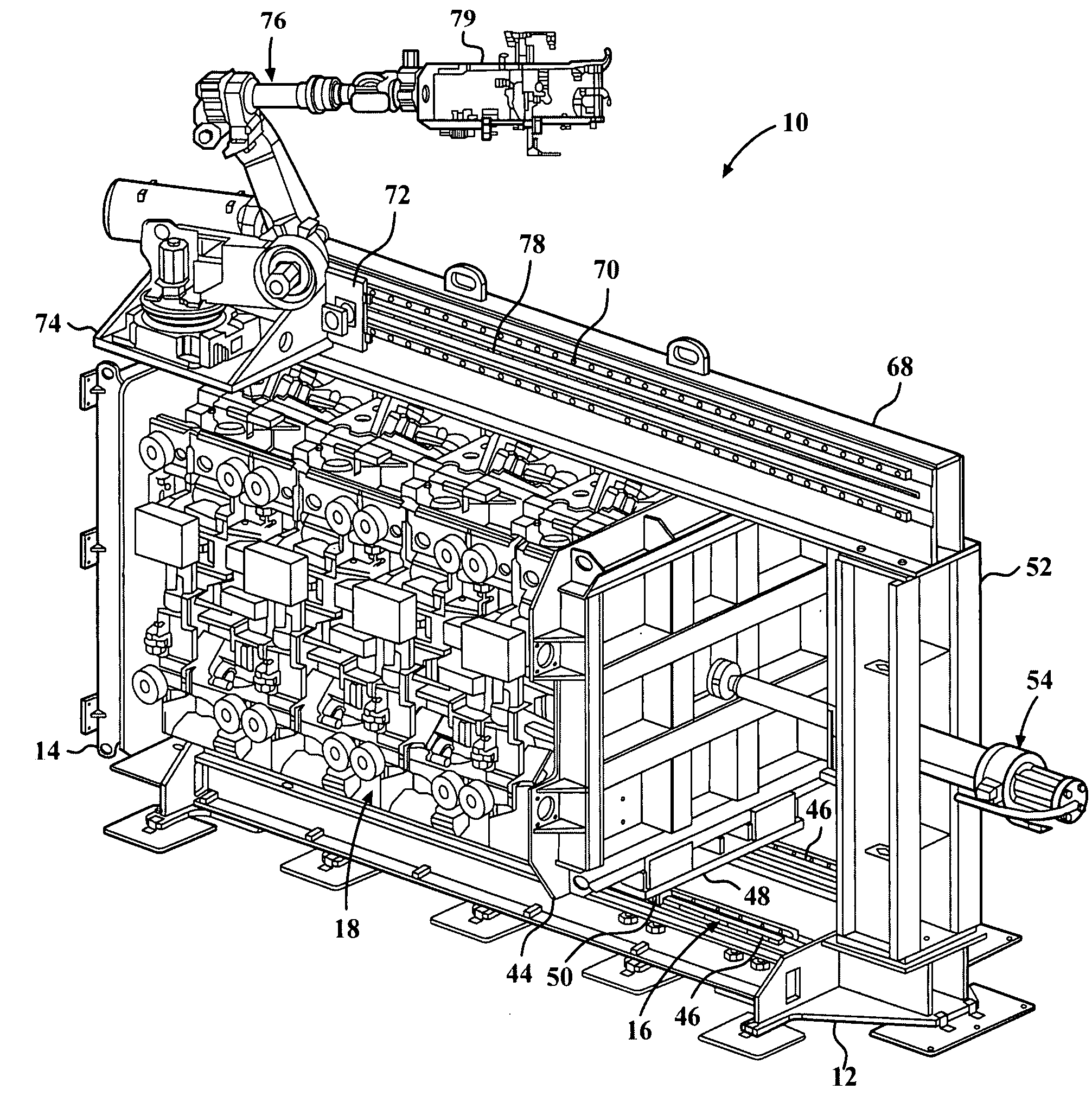 Horizontally stacked hemming press