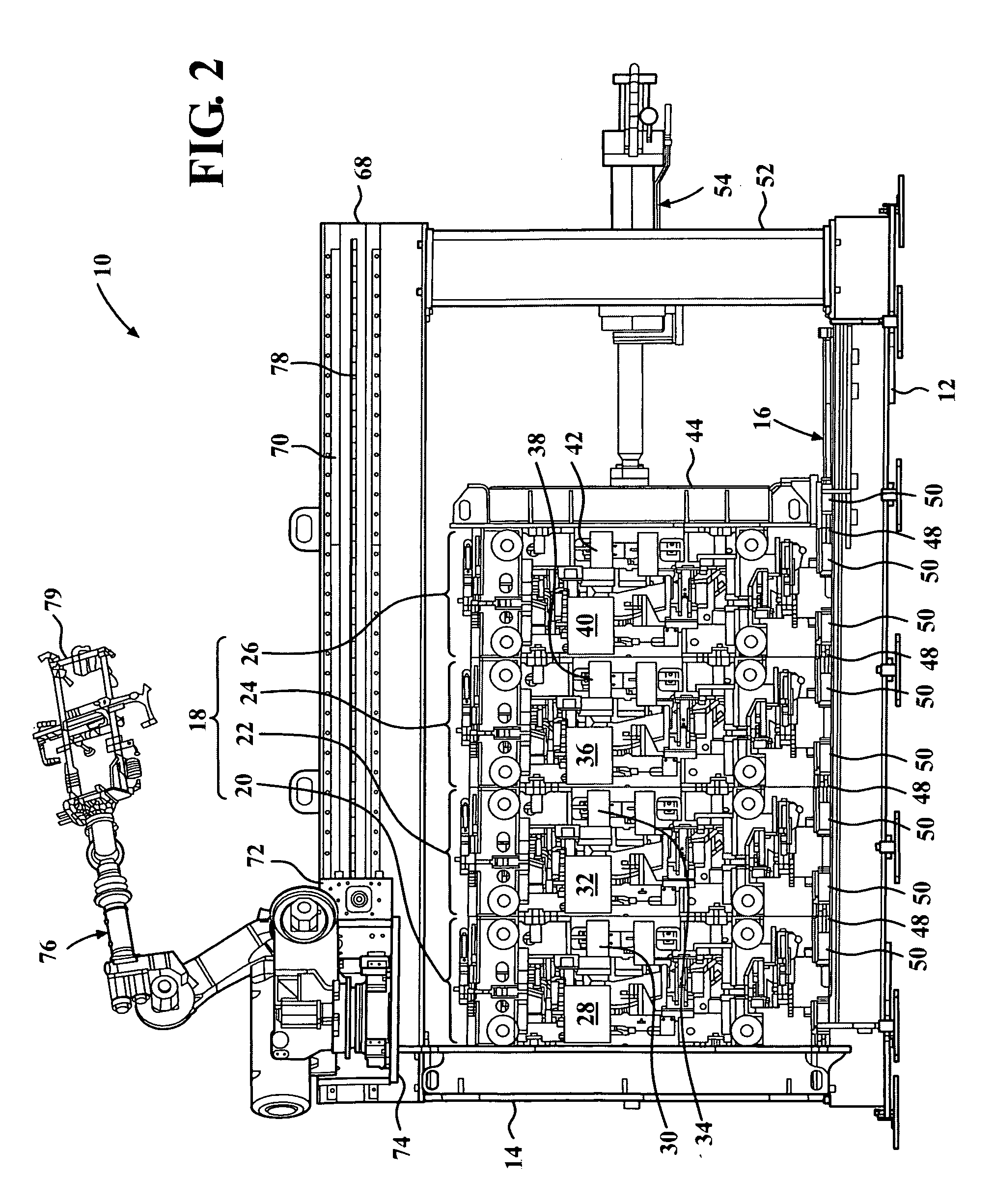 Horizontally stacked hemming press