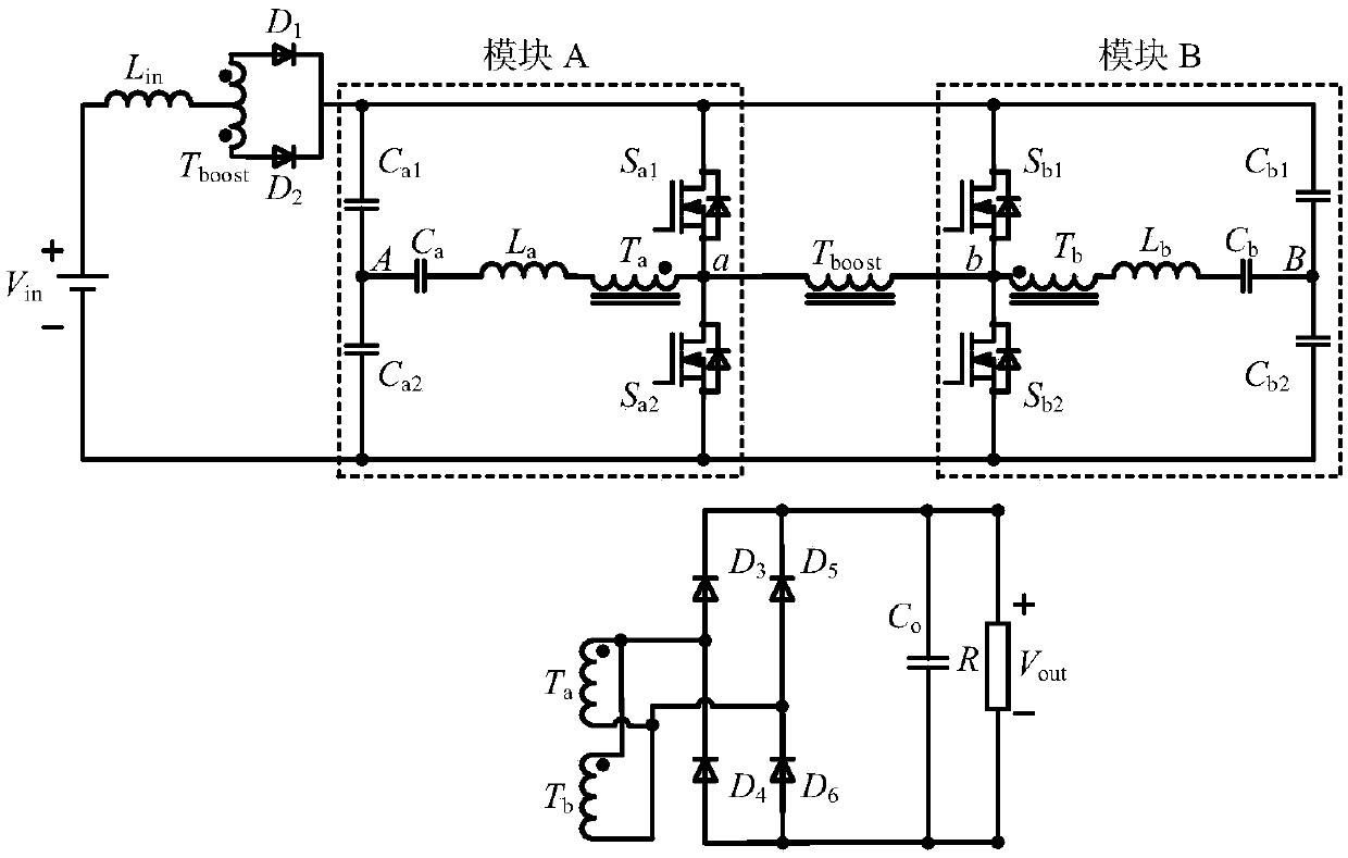 Isolated Boost double-half-bridge DC-DC (Direct Current-Direct Current) converter