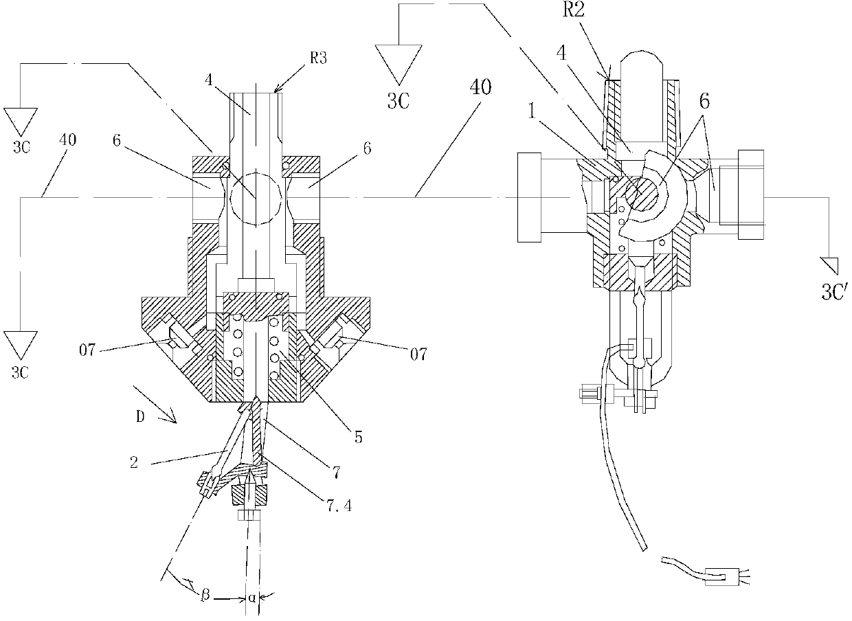 Spraying device with front heat-sensitive mechanism