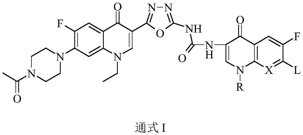 A kind of bis-fluoroquinolone oxadiazuron derivative n-acetyl norfloxacin derivative and its preparation method and application