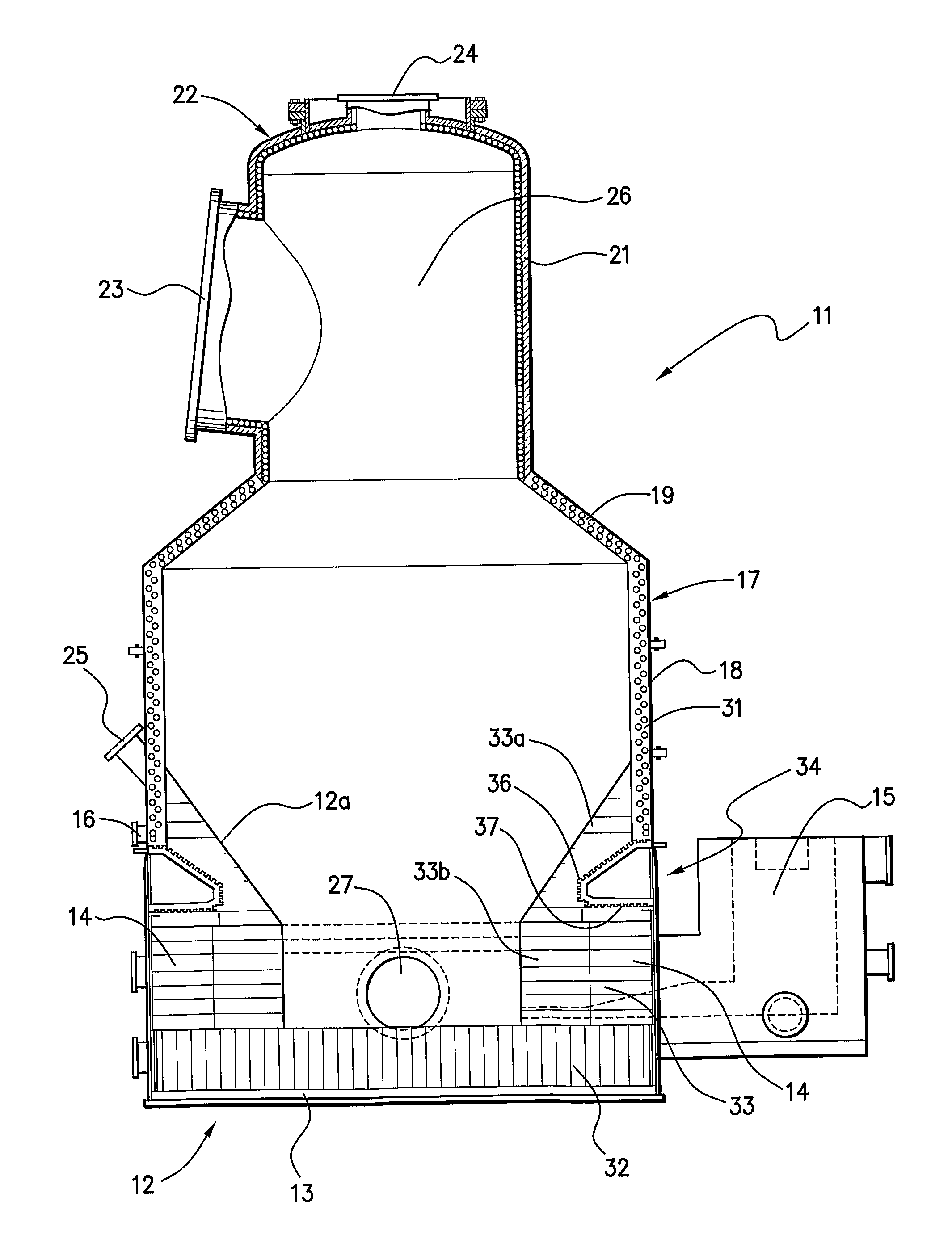 Direct smelting vessel and cooler therefor