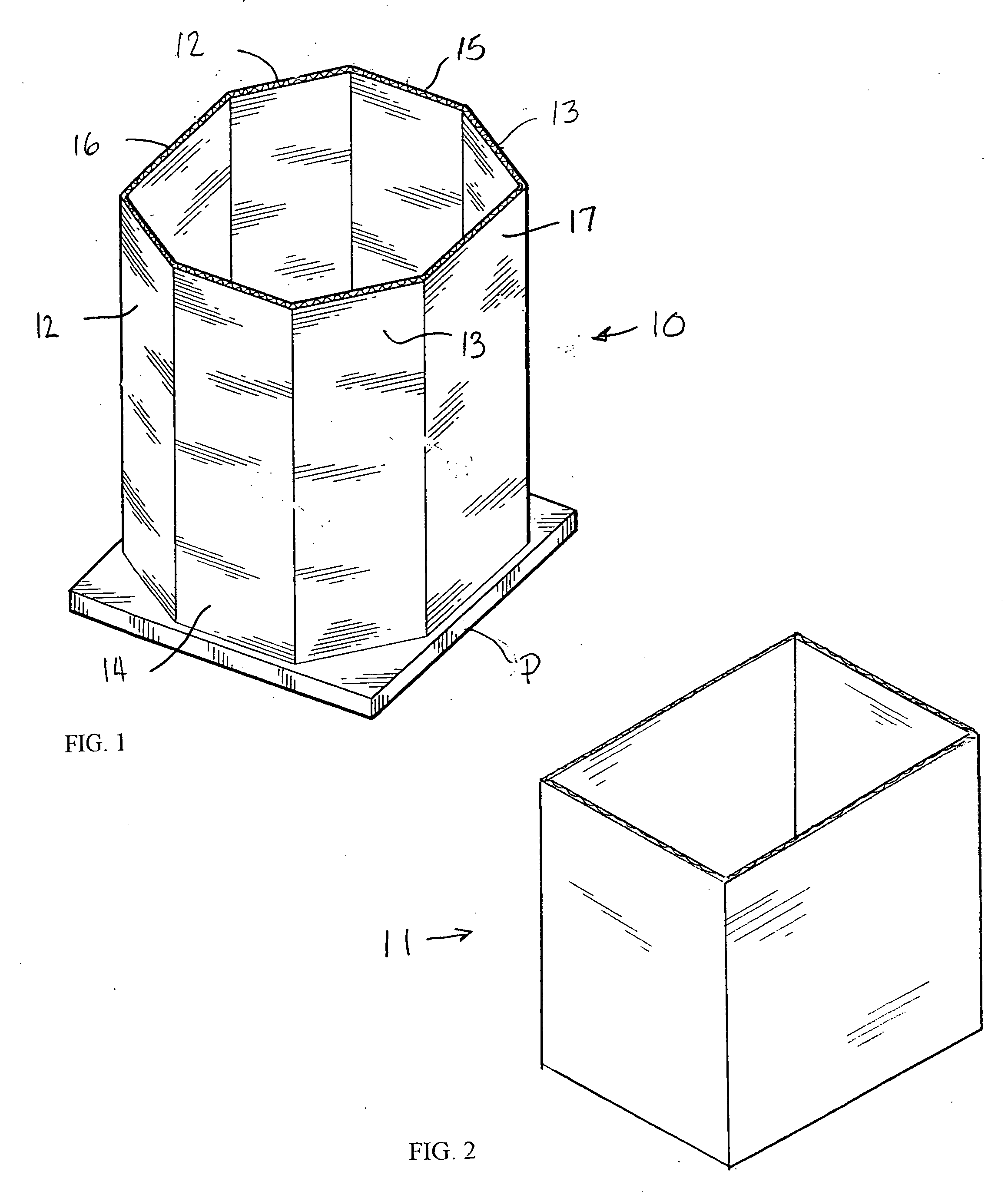 Octagonal bulk bin with means to resist initiation of failure of the vertical score in the bin