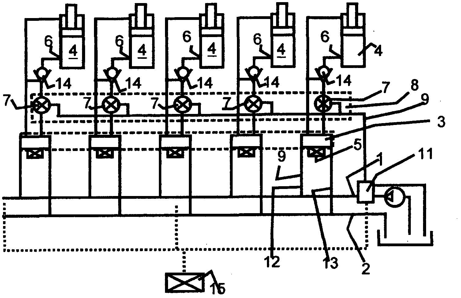Hydraulic circuit for longwall mining