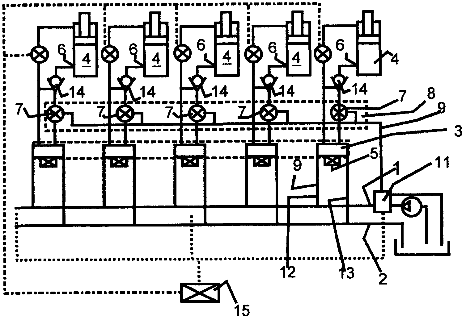 Hydraulic circuit for longwall mining