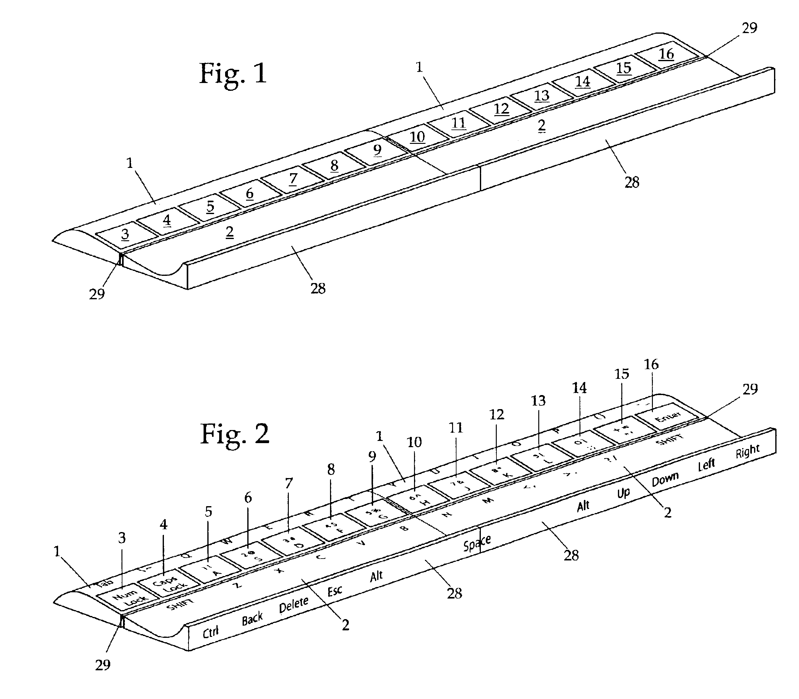 Compact keyboard with sliding motion key actuation