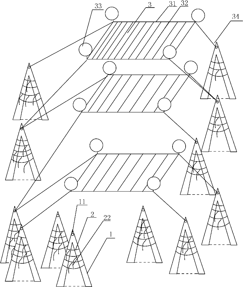 Artificial macroalgae field in mixed seawater area and construction method thereof