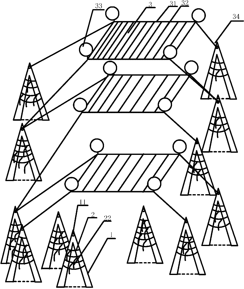 Artificial macroalgae field in mixed seawater area and construction method thereof