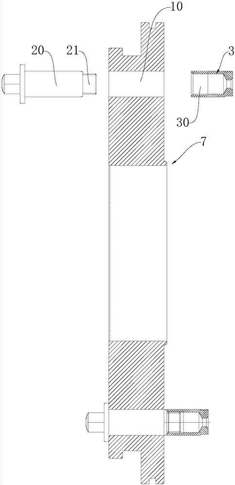 Plate connecting structure for prestressed concrete member tensioning mechanism