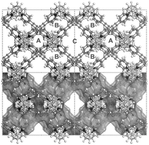 Functional cage borane anion-pillared supramolecular microporous framework material, preparation method and application thereof