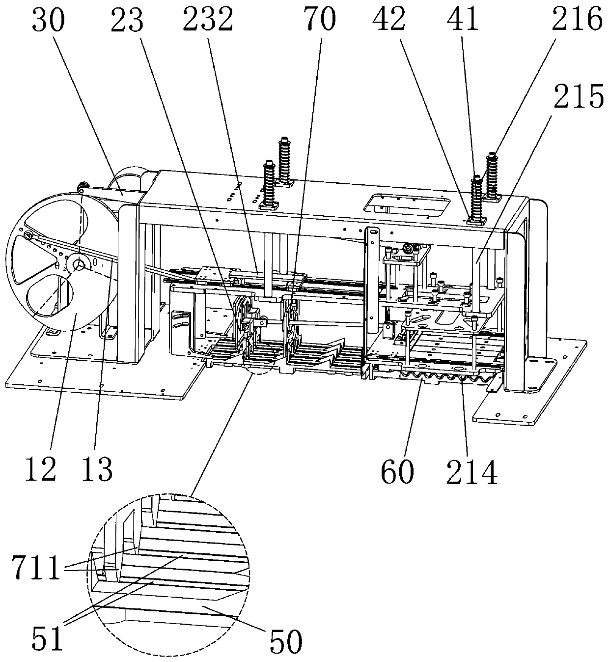 Cutting and stringing integrated novel stringing machine and work method thereof